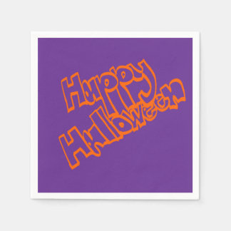 Hand Drawn Bubble Lettering Happy Halloween Napkin