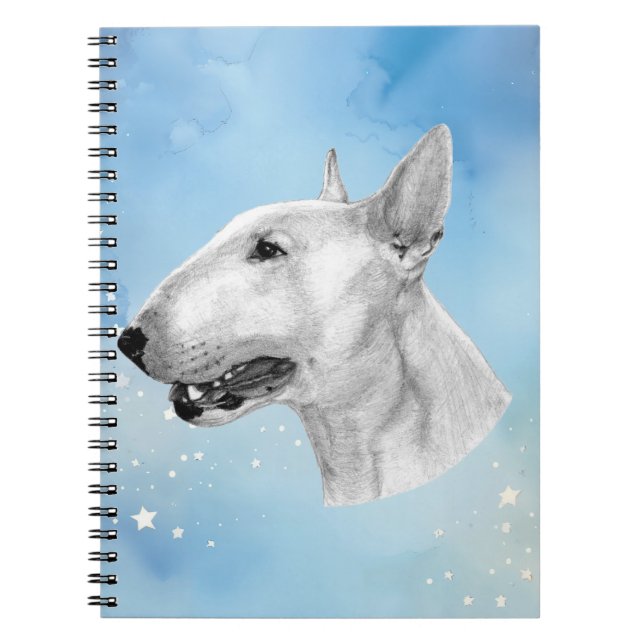 Hand Drawn Bull Terrier Artwork Notebook (Front)
