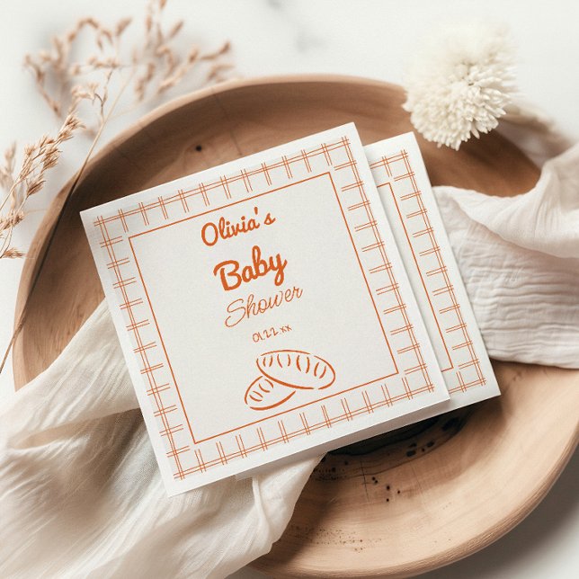 Hand Drawn Bun In The Oven Neutral Baby Shower Napkin (Creator Uploaded)