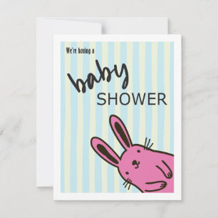 Hand Drawn Bunny Baby Shower Invitation Template