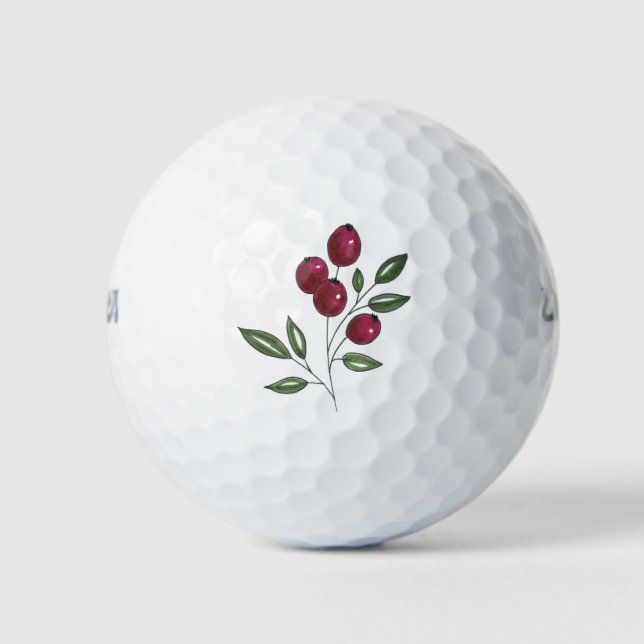 Hand Drawn Burgundy Red Berries Golf Balls (Front)
