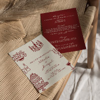 Hand Drawn Burgundy Romantic All In One Wedding