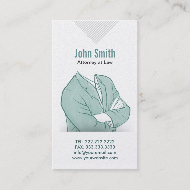 Hand Drawn Businessman Attorney Business Card (Front)