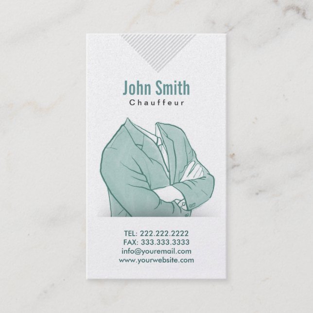 Hand Drawn Businessman Chauffeur Business Card (Front)