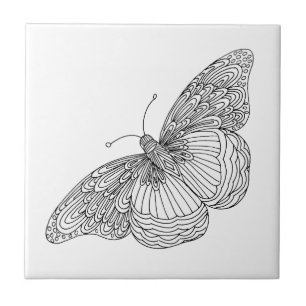 Hand Drawn Butterfly  Tile