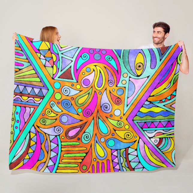 Hand Drawn By EDDArt - Blah Blah Blah 1 Fleece Blanket (In Situ)
