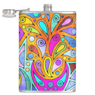 Hand Drawn By EDDArt - Blah Blah Blah 1 Hip Flask