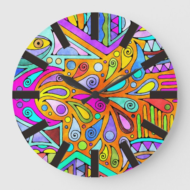 Hand Drawn By EDDArt - Blah Blah Blah 1 Large Clock (Front)