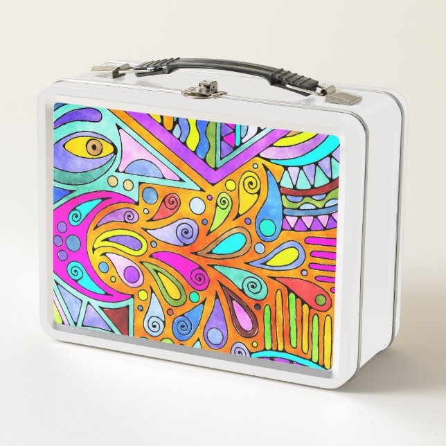 Hand Drawn By EDDArt - Blah Blah Blah 1 Metal Lunch Box (Front)