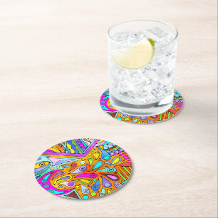 Hand Drawn By EDDArt - Blah Blah Blah 1 Round Paper Coaster