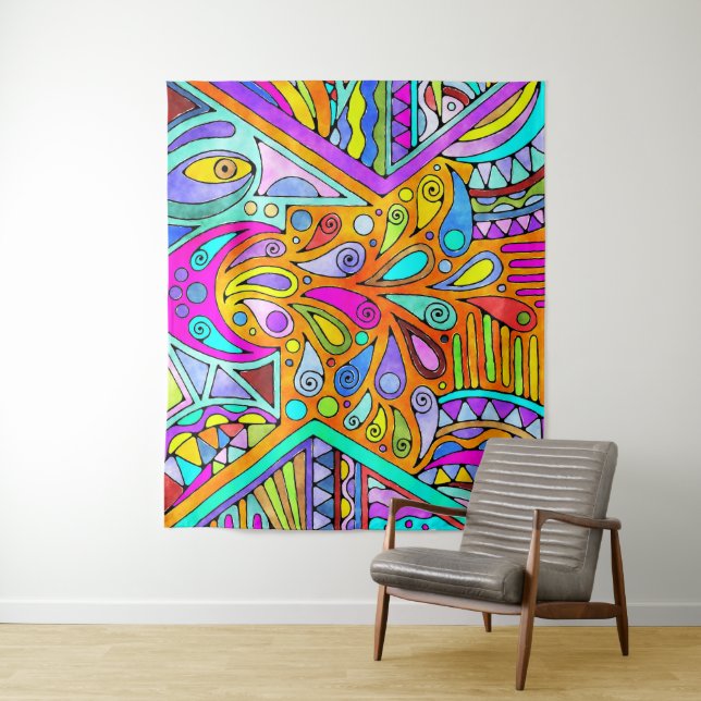 Hand Drawn By EDDArt - Blah Blah Blah 1 Tapestry (In Situ)