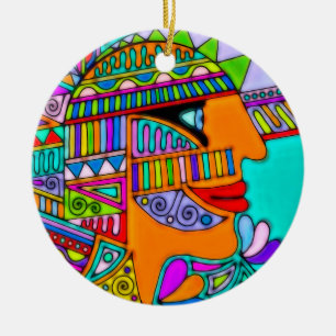 Hand Drawn By EDDArt - Pharaoh 1 Ceramic Tree Decoration