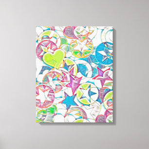 Hand Drawn By EDDArt - Stars And Hearts 1 Canvas Print