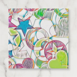 Hand Drawn By EDDArt - Stars And Hearts 1 Favour Tags