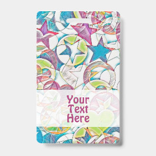 Hand Drawn By EDDArt - Stars And Hearts 1 ID Badge