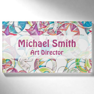 Hand Drawn By EDDArt - Stars And Hearts 1 Name Tag