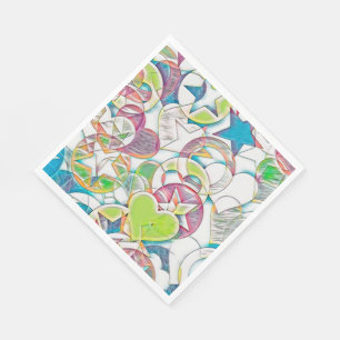 Hand Drawn By EDDArt - Stars And Hearts 1 Napkin