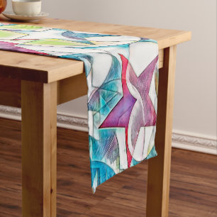 Hand Drawn By EDDArt - Stars And Hearts 1 Short Table Runner