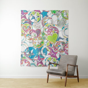 Hand Drawn By EDDArt - Stars And Hearts 1 Tapestry
