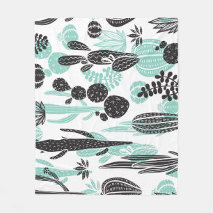 Hand Drawn Cacti: Doodle Seamless Fleece Blanket