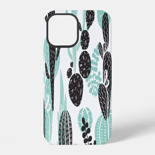 Hand Drawn Cacti: Doodle Seamless iPhone Case (Back)