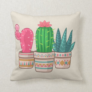 hand drawn cactus cushion