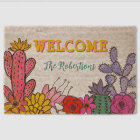 Hand Drawn Cactus Floral Vibrant Colours Add Name