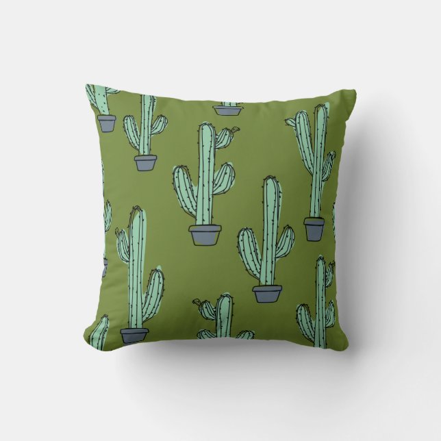 Hand drawn cactus pattern cushion (Front)