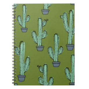 Hand drawn cactus pattern notebook