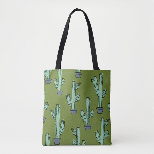 Hand drawn cactus pattern tote bag (Front)