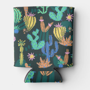 Hand-drawn cactus: Scandinavian seamless. Can Cooler