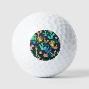 Hand-drawn cactus: Scandinavian seamless. Golf Balls
