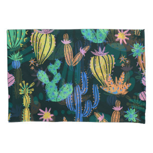 Hand-drawn cactus: Scandinavian seamless. Pillowcase