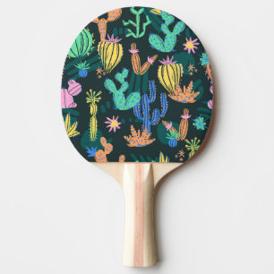 Hand-drawn cactus: Scandinavian seamless. Ping Pong Paddle