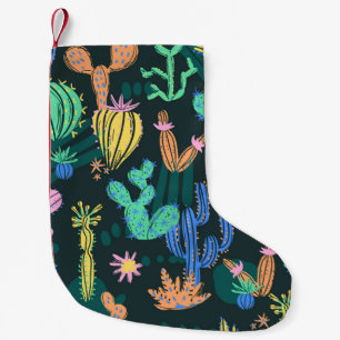 Hand-drawn cactus: Scandinavian seamless. Small Christmas Stocking
