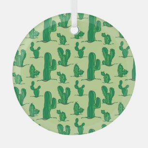Hand-drawn cactus: seamless pattern. glass tree decoration