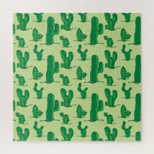 Hand-drawn cactus: seamless pattern. jigsaw puzzle