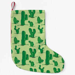 Hand-drawn cactus: seamless pattern. small christmas stocking