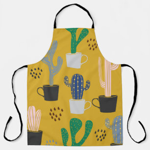 Hand-Drawn Cactus Vintage Pattern Apron