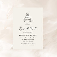 Hand Drawn Cake Doodle Modern Wedding