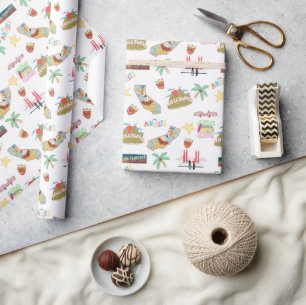 Hand-Drawn California City Icons Retro Travel Wrapping Paper