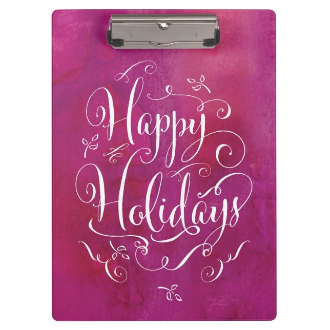 Hand Drawn Calligraphy Watercolor Xmas Clipboard (Front)