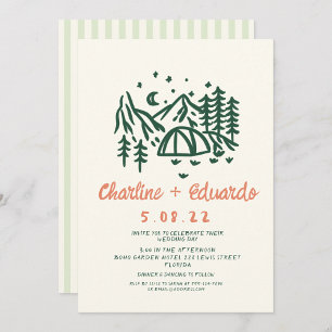 Hand drawn Camp Nature Scribble Wedding  Invitation