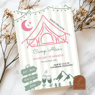 Hand Drawn Camping Bachelorette Weekend Invitation