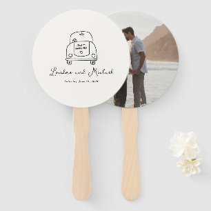 Hand Drawn Car Doodle Modern Wedding Hand Fan