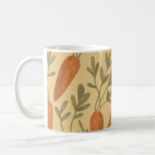 Hand-drawn carrots, colourful seamless pattern. coffee mug