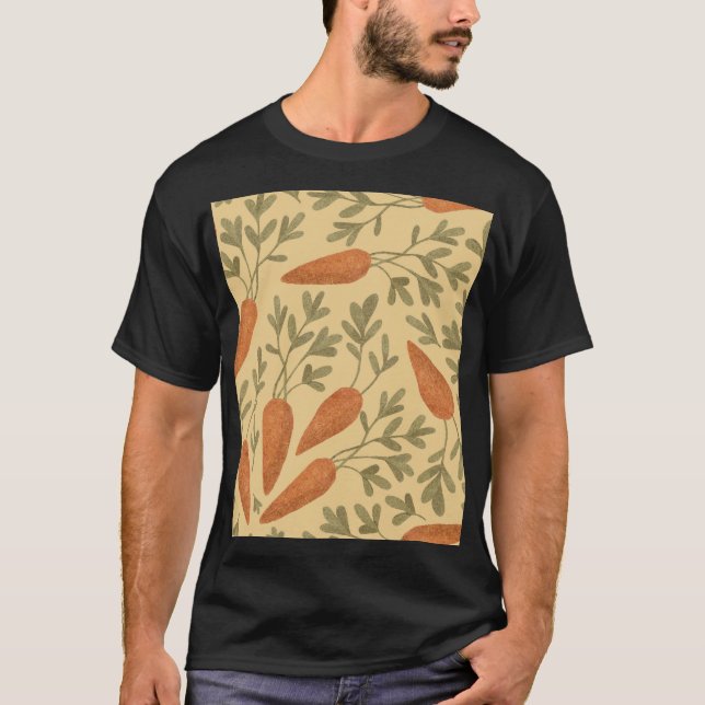 Hand-drawn carrots, colourful seamless pattern. T-Shirt (Front)