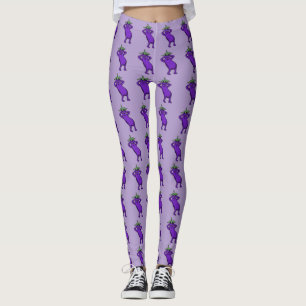 Hand Drawn Cartoon Cute Eggplants Posing Leggings