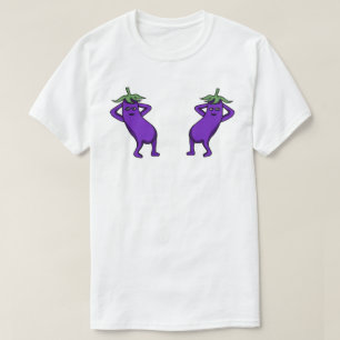 Hand Drawn Cartoon Cute Eggplants Posing T-Shirt
