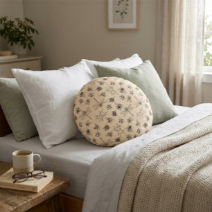 Hand-Drawn Cartoon Insects Pattern  Round Cushion